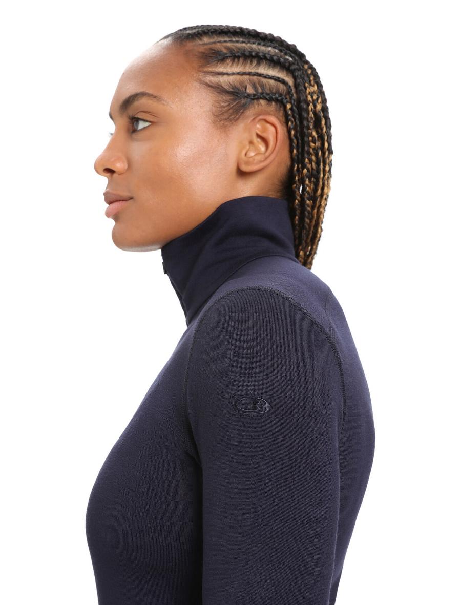 Midnight Navy Women's Icebreaker Merino 260 Tech Long Sleeve Half Zip Thermal Top Base Layers | USA 1914DFMN